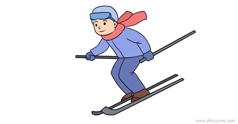 奥运项目简笔画滑雪图片
