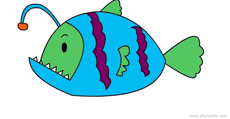大嘴灯笼鱼创意儿童画图片