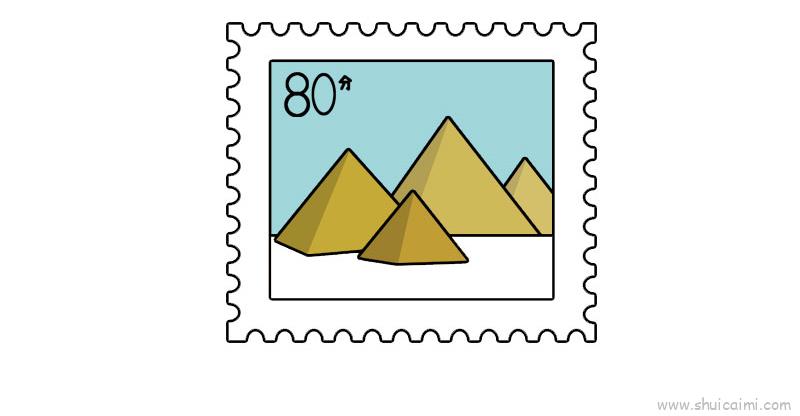 科技邮票怎么画三年级图片