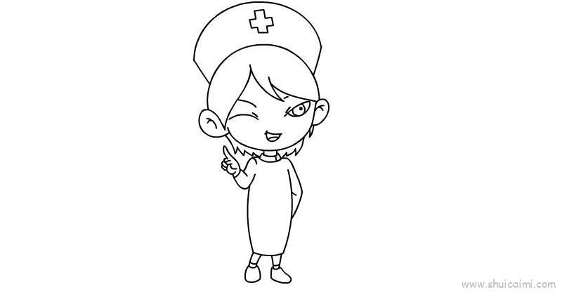 护士简笔画带颜色步骤图片