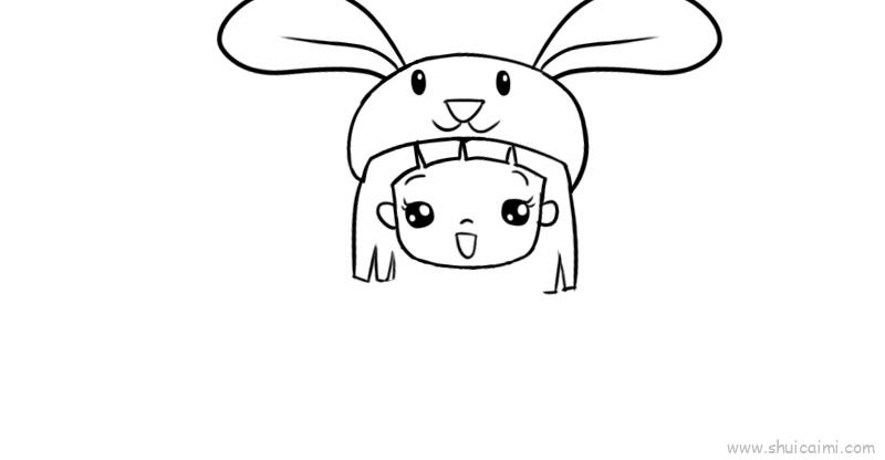 带兔子头套儿童画怎么画 带兔子头套简笔画好看