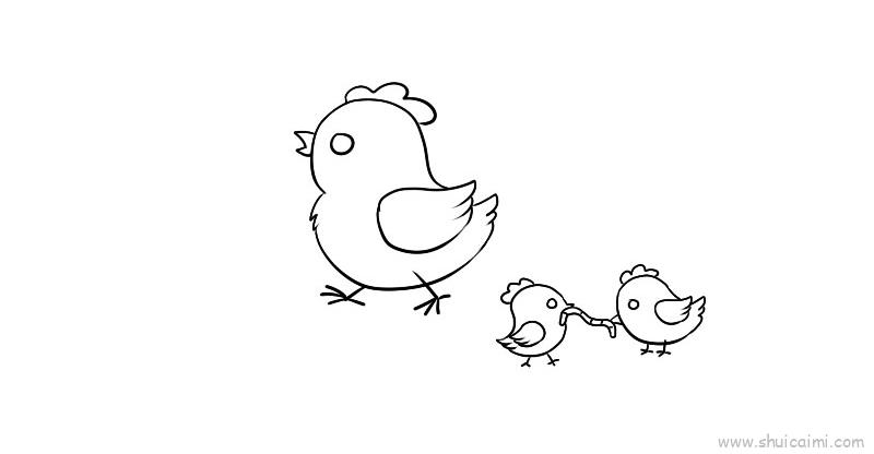 鸡群觅食儿童画怎么画鸡群觅食简笔画好看