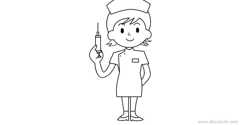 护士打针儿童画怎么画 护士打针简笔画简单