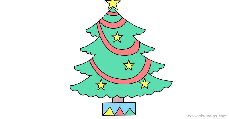 幼儿圣诞树简单画法图片