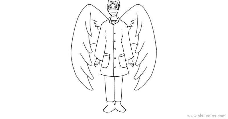 白衣天使的翅膀简笔画图片