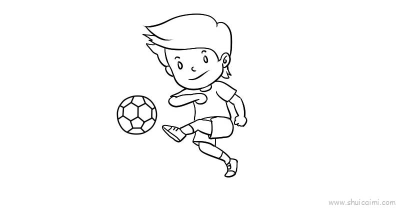 踢足球男孩简笔画画法图片
