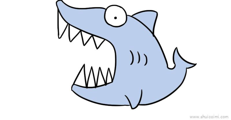 大鲨鱼儿童画怎么画 大鲨鱼简笔画好看