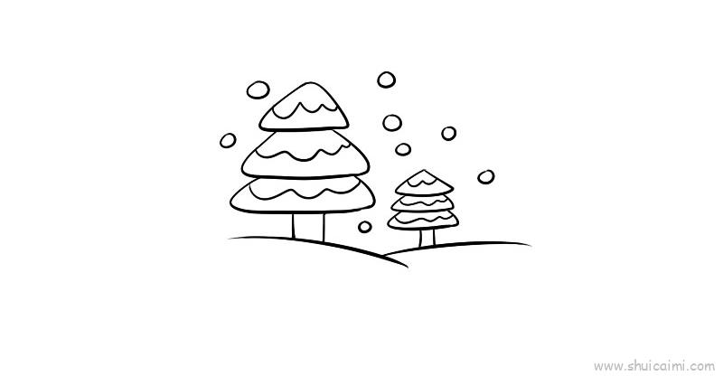 雪地树简笔画图片