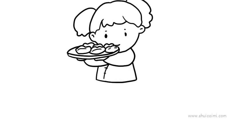 女孩包饺子简笔画图片