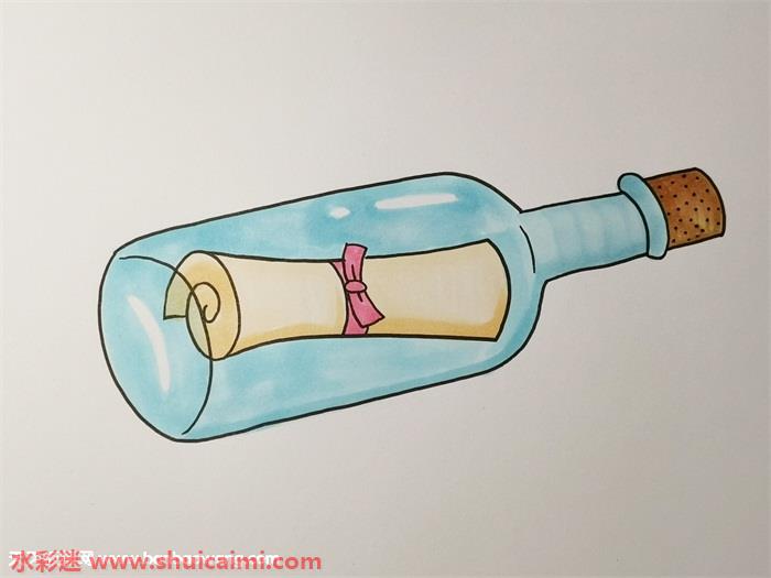漂流瓶的简单画法图片