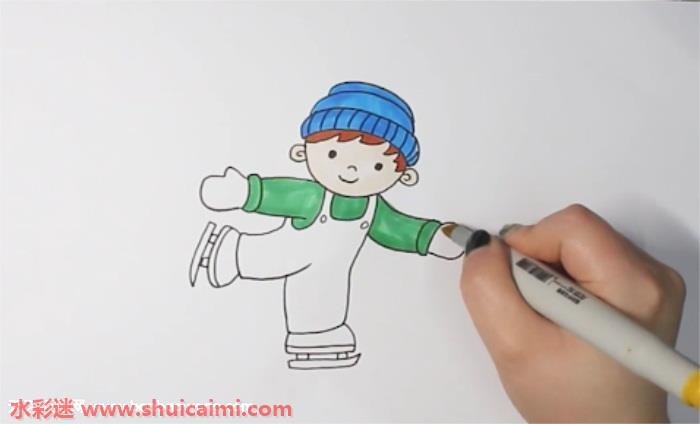 滑冰的简笔画男孩图片