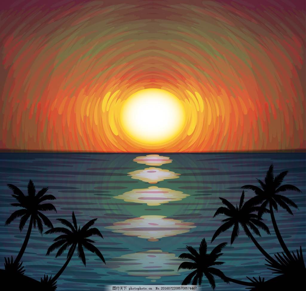 日落的水彩画 日落的水彩画简单