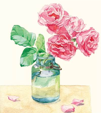 玫瑰花水彩画简单水彩玫瑰花的画法 水彩迷