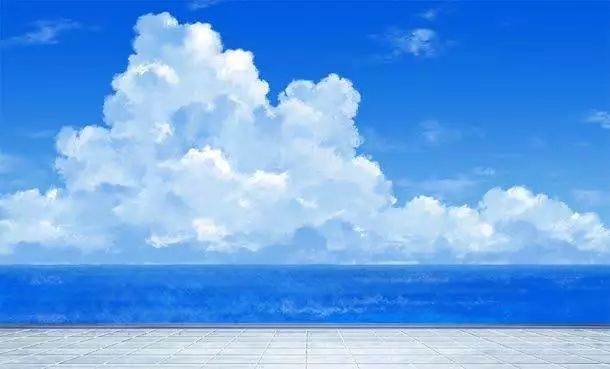 蓝天白云水彩画简单图片