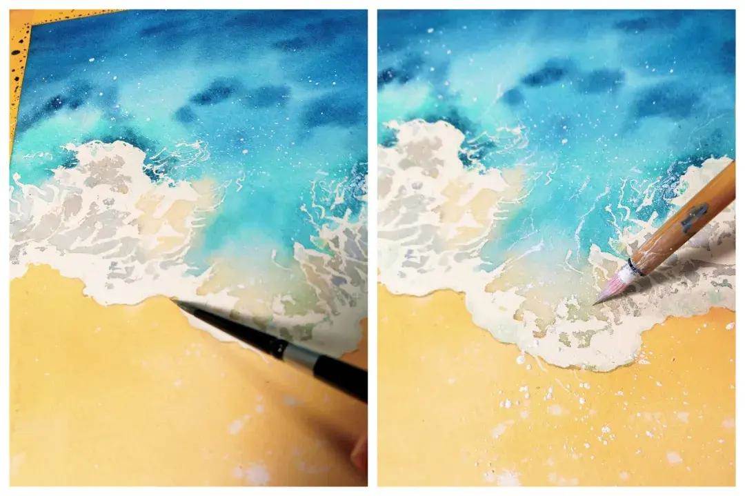 海滩水彩画海滩水彩画教程