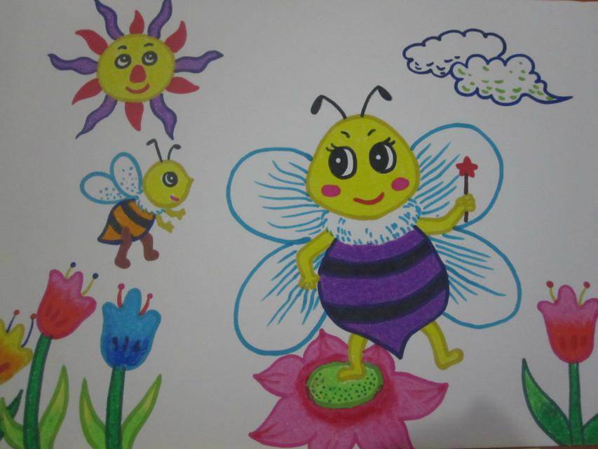 蜜蜂的画法上色图片