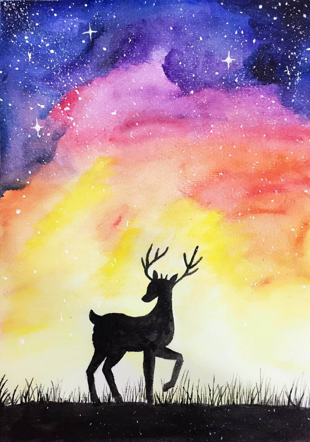 鹿的水彩画鹿的水彩画图片大全