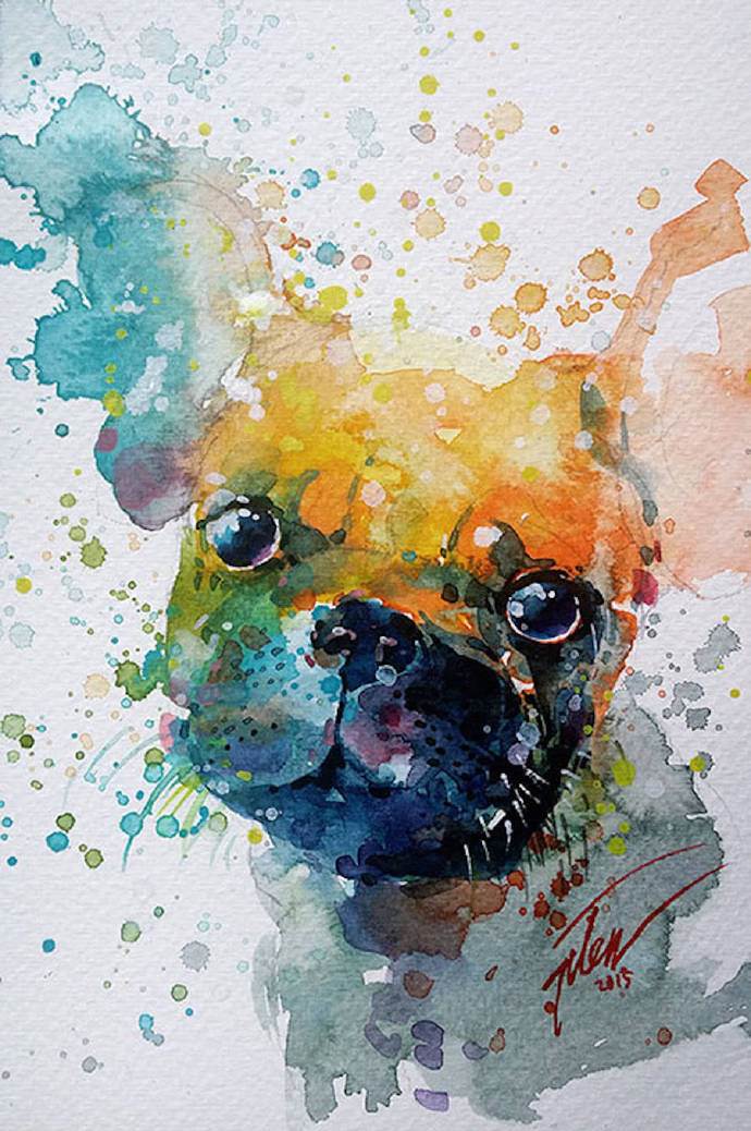 生动的色彩儿童动物水粉画作品欣赏com新加坡艺术家tilentiu用泼墨