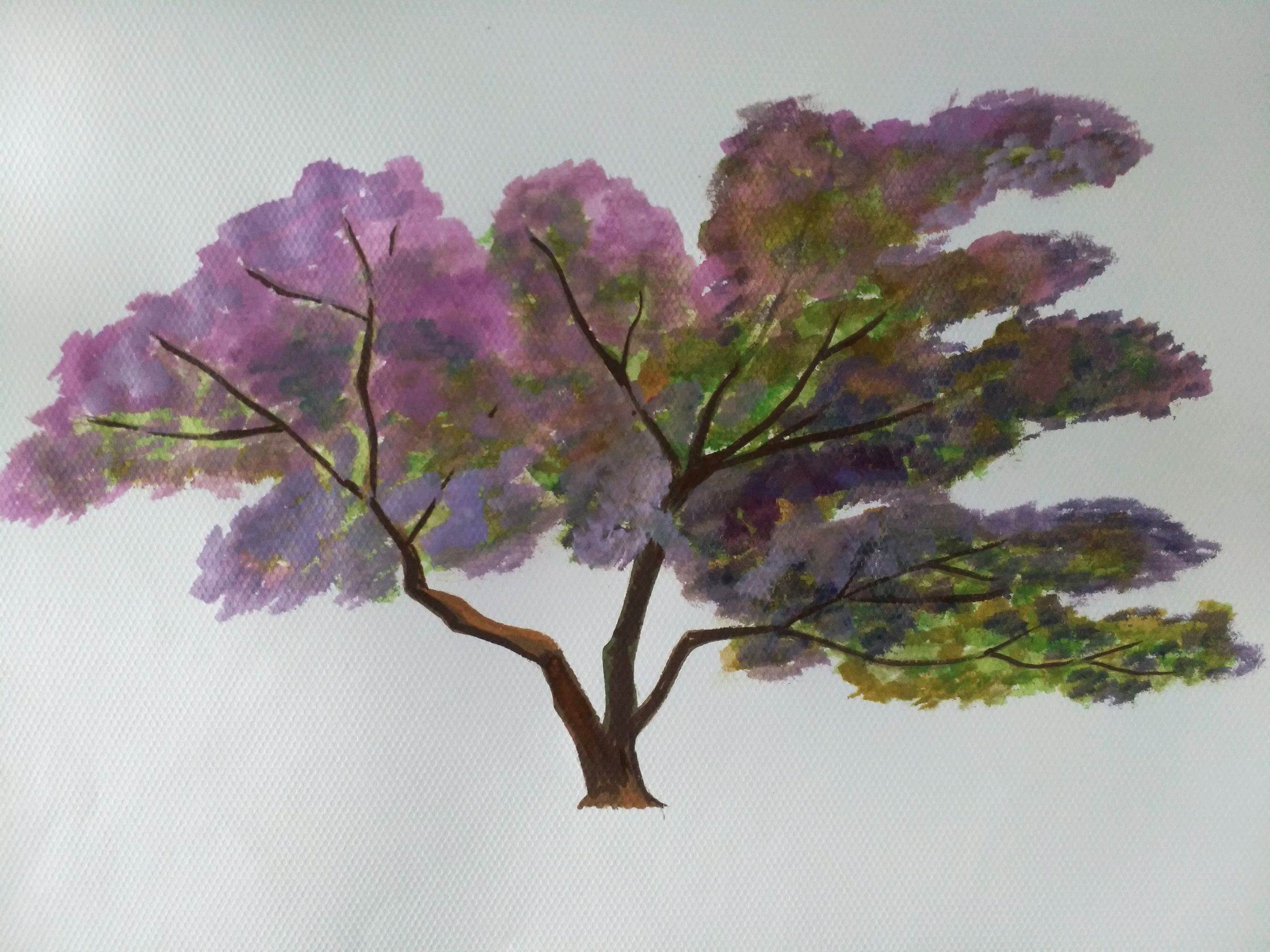 初学者水粉树的画法图片