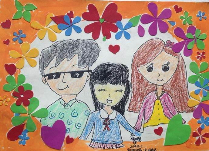 儿童美术绘画作品:幸福的一家人,画出家庭相处中的温馨时刻【幼儿画