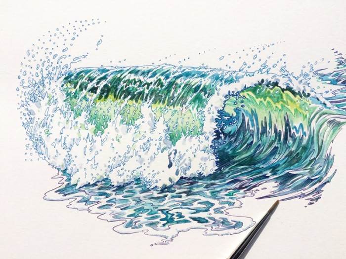 水粉画海浪怎么画水粉海浪的画法教学
