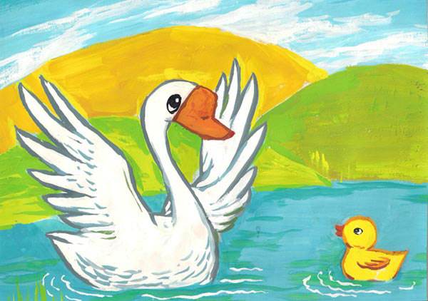 鸭子的水粉画鸭子色彩水粉