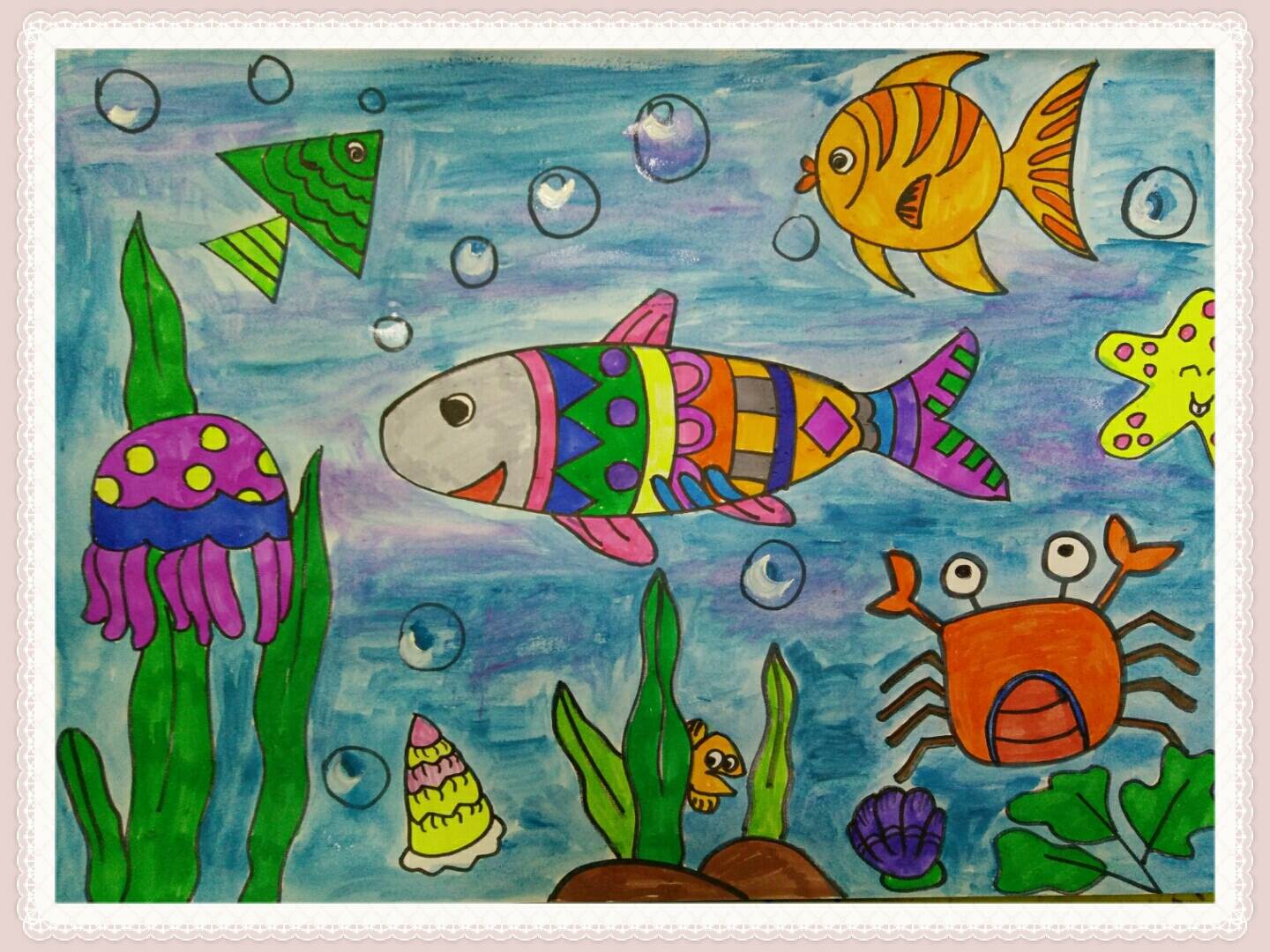 大班幼儿水彩画作品 幼儿园水彩画作品图片 简单