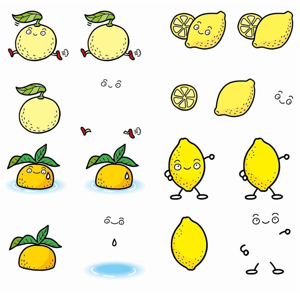柠檬简笔画大全带颜色图片