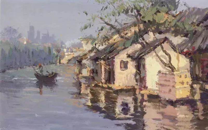 冷色调水粉画风景 水粉画暖色系风景画