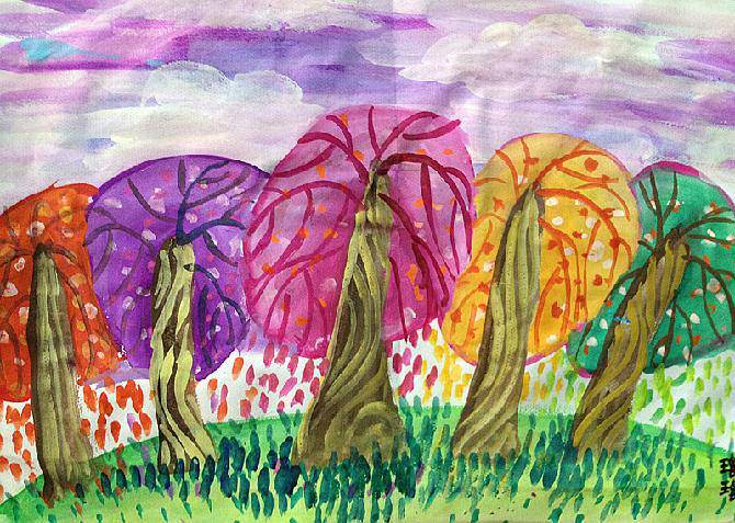 春天的色彩学生水粉画欣赏春天的色彩