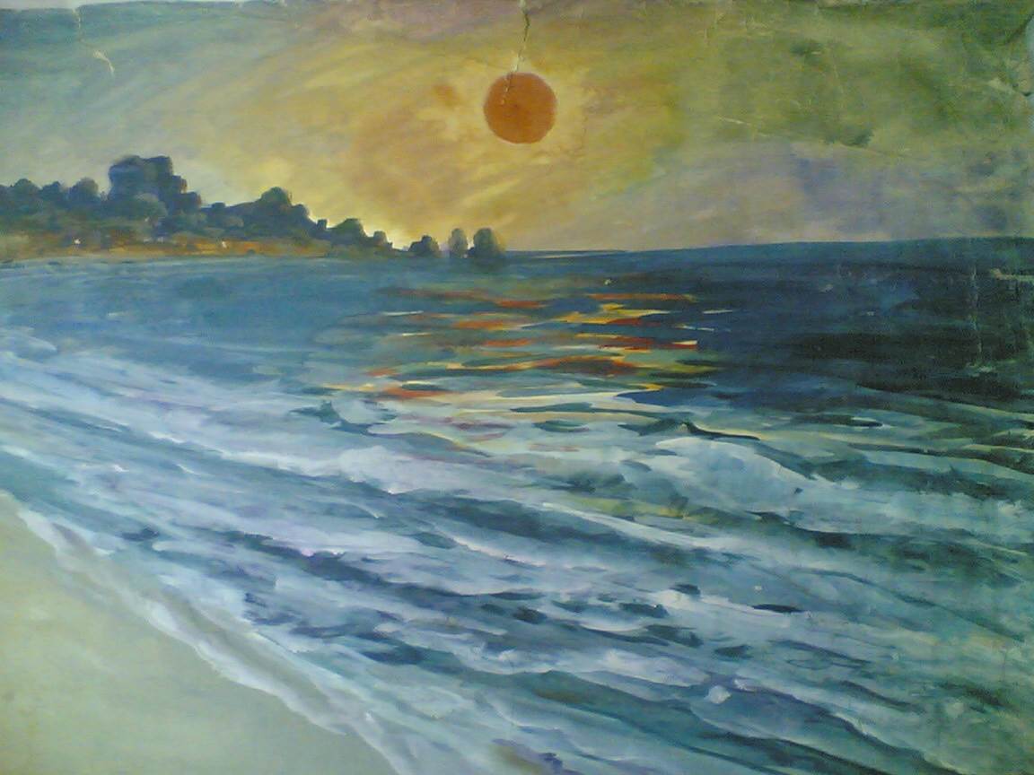 美丽的黄昏水粉大海风景画图片大全5这是一组大海的水粉画的内容,希望