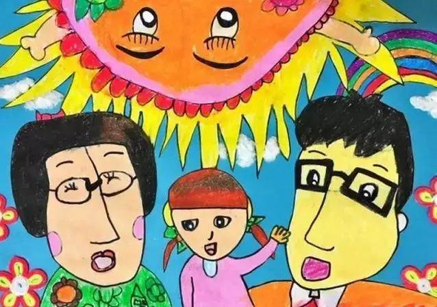 儿童美术绘画作品:幸福一家人,画出家庭相处中温馨时刻!