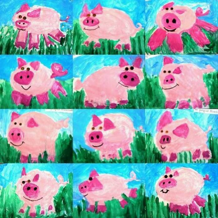 关于猪的水粉画猪水粉画图片大全