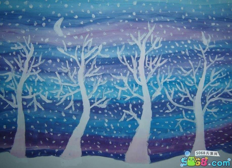 冬天的树幼儿绘画作品图片