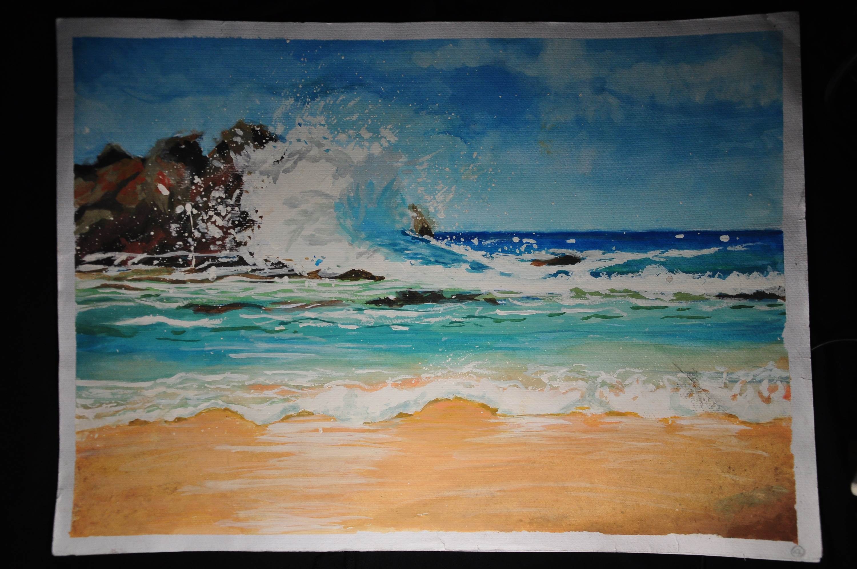 海浪水彩画图片 海浪水彩画作品