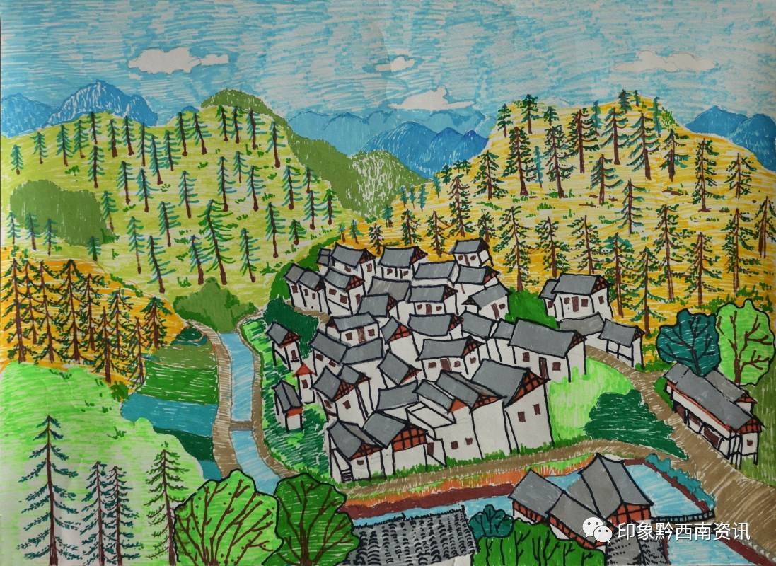 我的家乡画画六年级图片