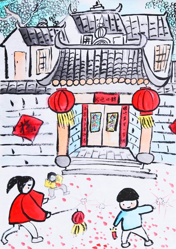 中国年味绘画简单图片