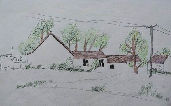 我的家乡绘画三年级图片