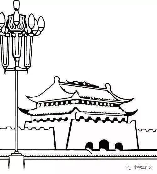 天安城门素描画侧面图片