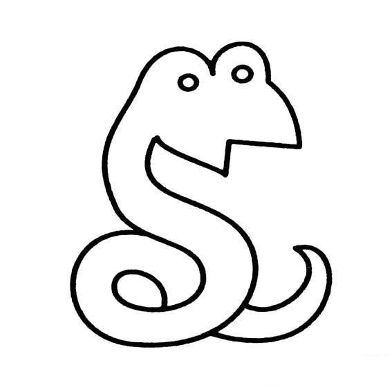 儿童简笔画蛇的简单画法儿童画版十二生肖——蛇