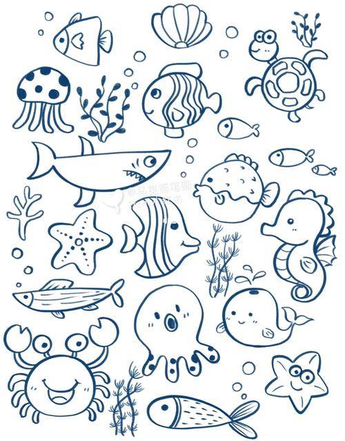 简单的海底世界怎么画_一幅完整的海洋简笔画儿童画海底世界简笔画