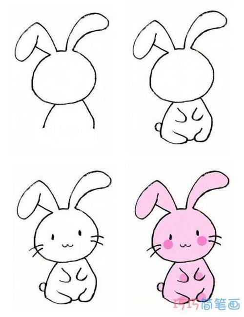 图片可爱粉红小兔子简笔画彩色(第1页)美丽的小兔子简笔画评论17401字