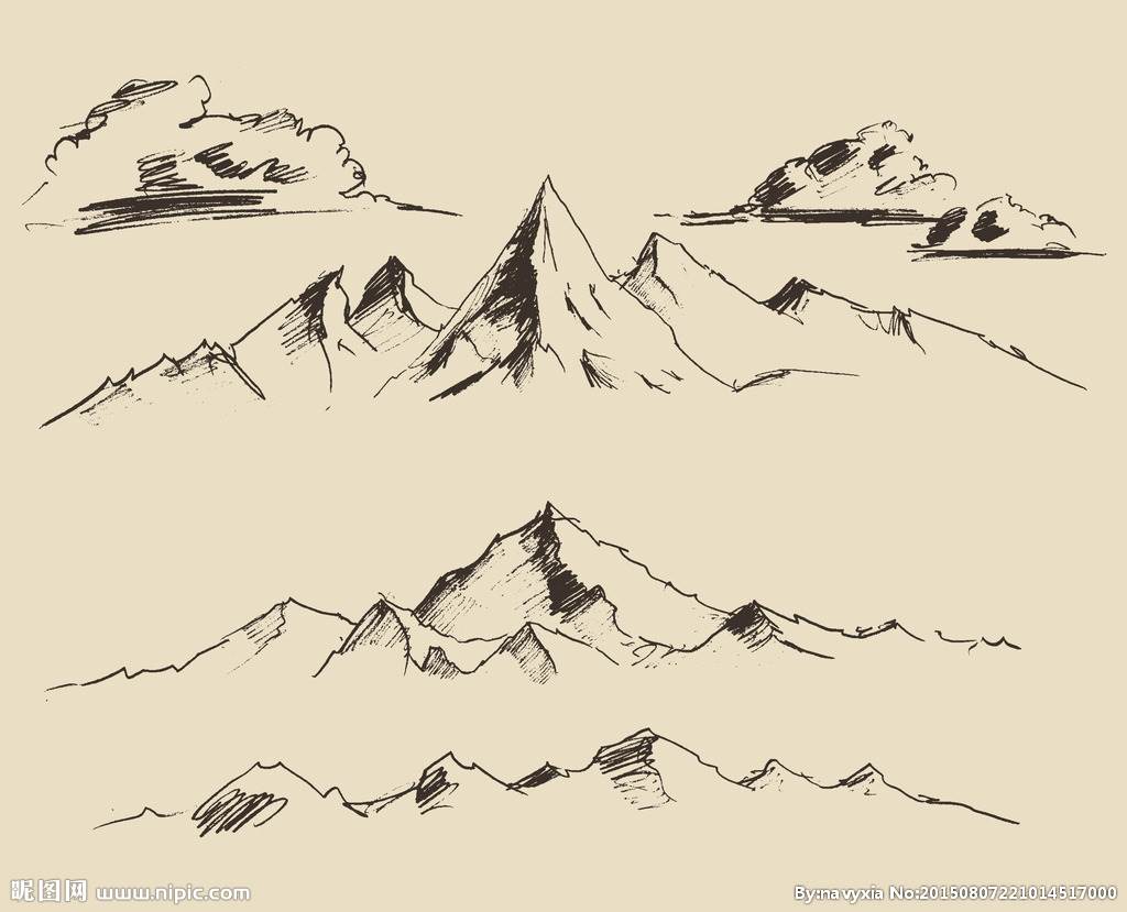 山的简易画法 简笔画图片