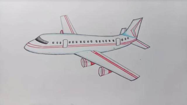 航空飞机绘画一等奖图片