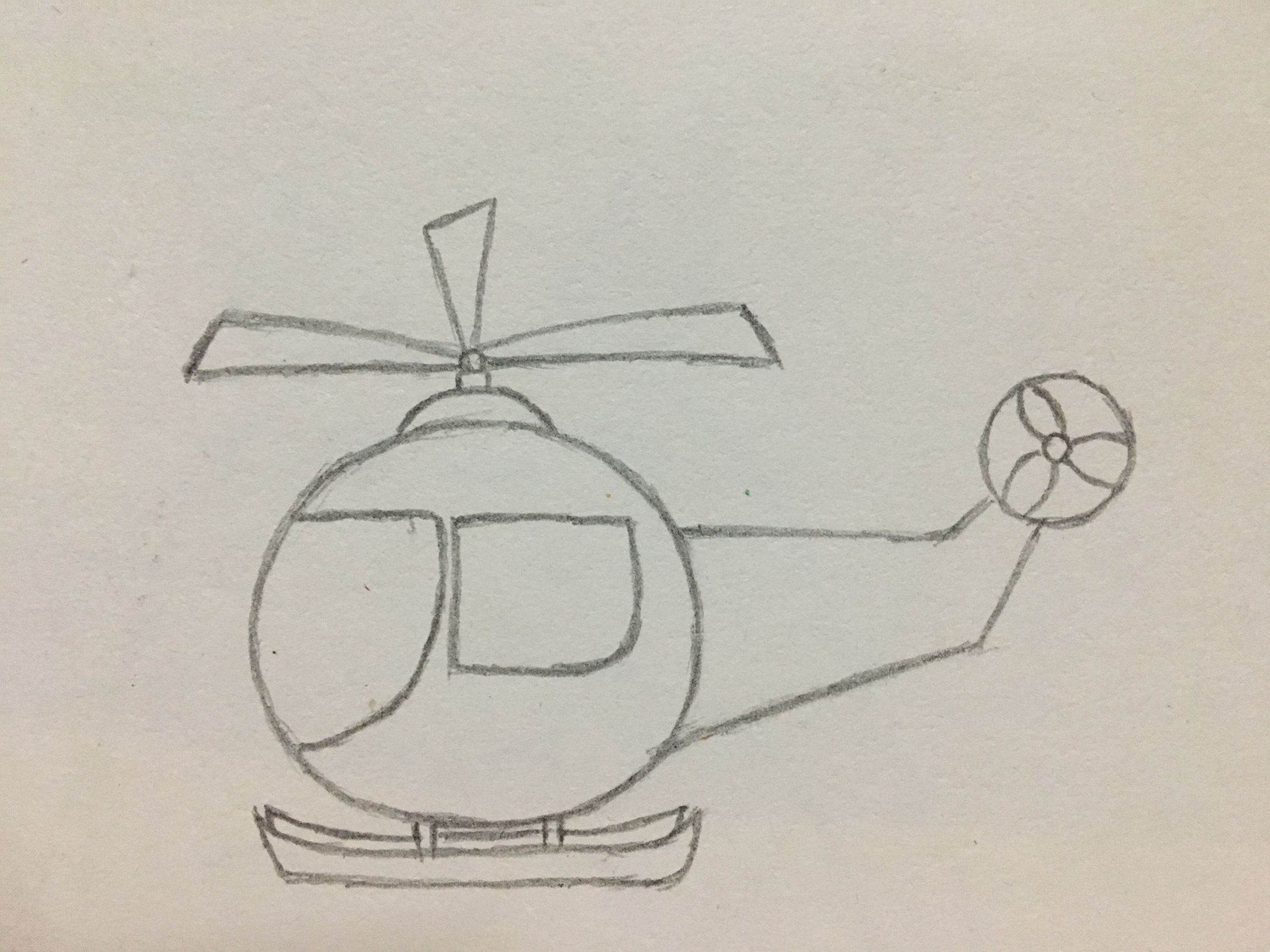 简单的直升飞机怎么画图片