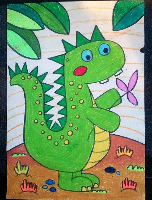 四年级画恐龙一等奖图片