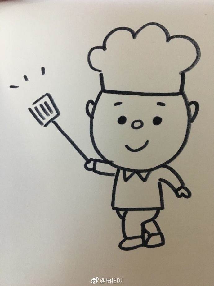 可爱的厨师简笔画图片