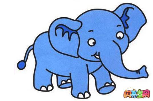 卡通大象简笔画彩色图片