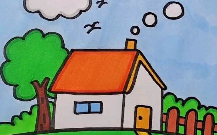 房子卡通简笔画幼儿园图片