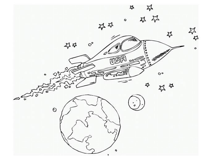 宇宙飞船简笔画素描图片